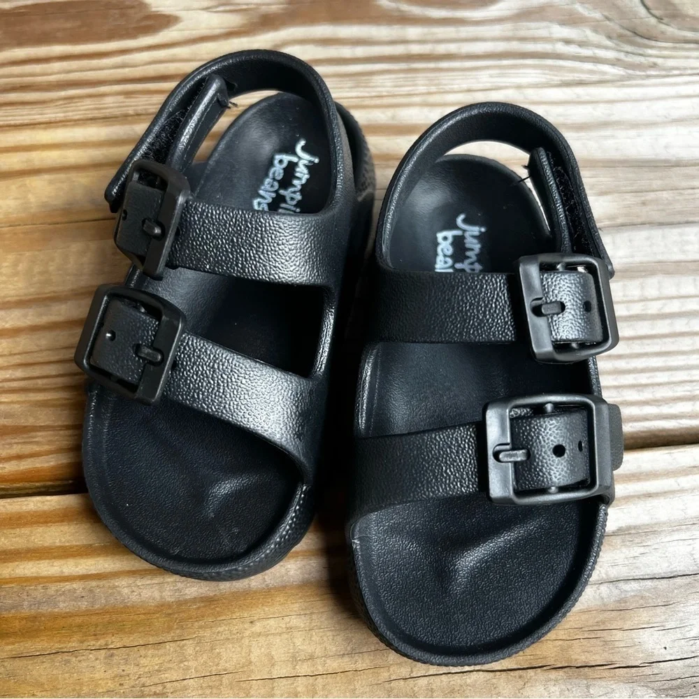 Jumping Beans Black Sandals with Buckles - Infant Baby Toddler size 5/6